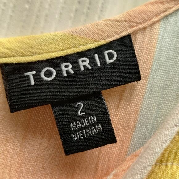 Torrid Women's Size 2X Multicolor Pastel Rainbow Striped Gauze Smocked Tank Top - Picture 6 of 7